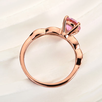 1.0 Carat Pink Stone Rose Gold Promise Ring