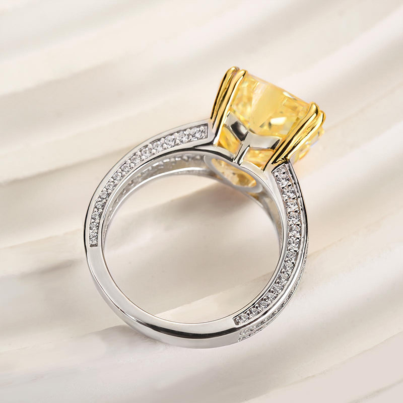 5.0 Carat Heart Cut Yellow Stone Two Tone Ring