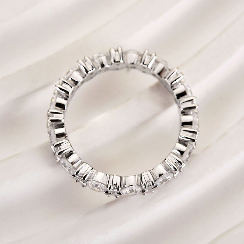 2Ct Round Cut Diamond Band 925 Silver White Gold