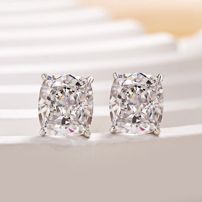 2Ct Cushion Cut Diamond Earrings 925 Silver Three Gold Options