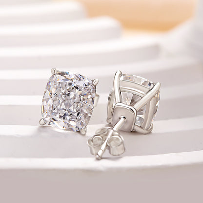 2Ct Cushion Cut Diamond Earrings 925 Silver Three Gold Options
