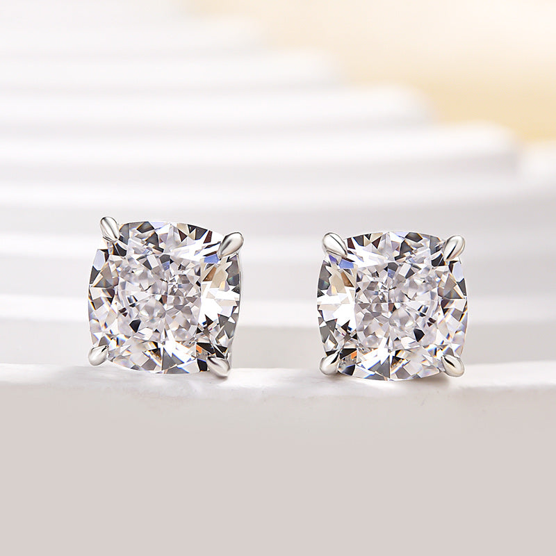 Elegant 925 Sterling Silver Jewelry Set with Cushion Cut Simulated Diamonds