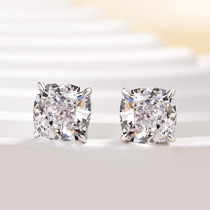 Elegant 925 Sterling Silver Jewelry Set with Cushion Cut Simulated Diamonds