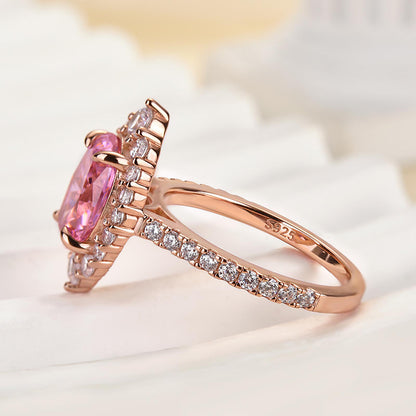 2Ct Oval Cut Simulated Diamond Ring 925 Silver Rose Gold