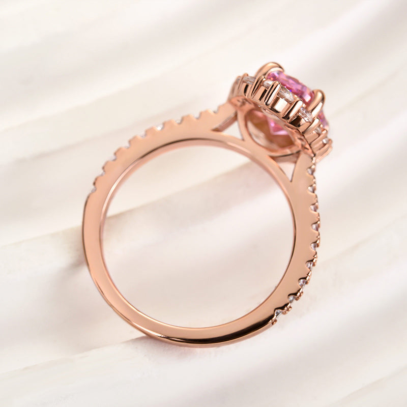 2Ct Oval Cut Simulated Diamond Ring 925 Silver Rose Gold