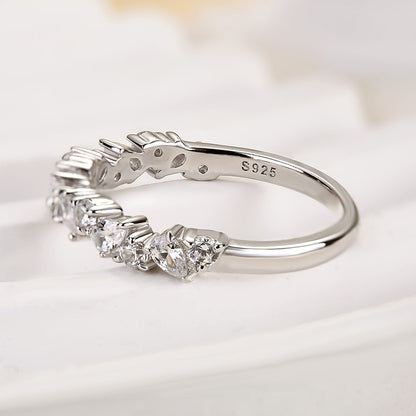 1.5Ct Pear & Round Cut Diamond Sterling Silver Band Ring