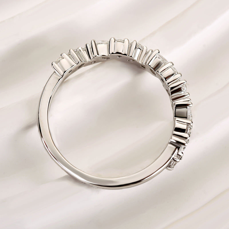 1.5Ct Pear & Round Cut Diamond Sterling Silver Band Ring