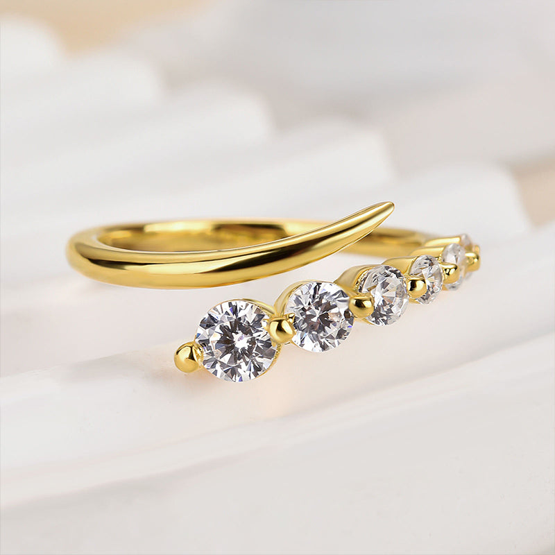 925 Sterling Silver 18K Gold Plated 1ct Diamond Wedding Band
