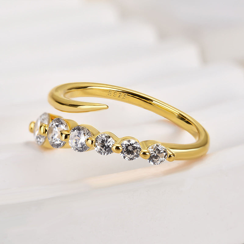 925 Sterling Silver 18K Gold Plated 1ct Diamond Wedding Band