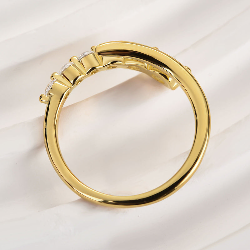 925 Sterling Silver 18K Gold Plated 1ct Diamond Wedding Band