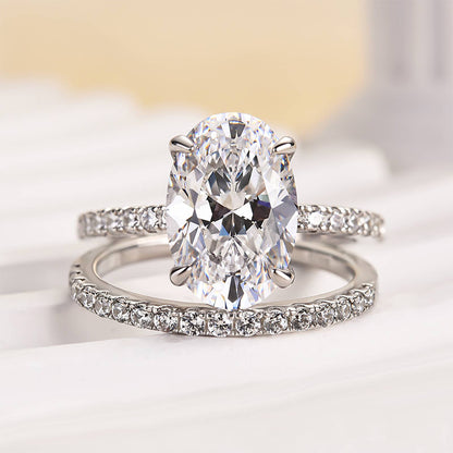 4.0CT Oval Cut Three-Tone Diamond Bridal Set
