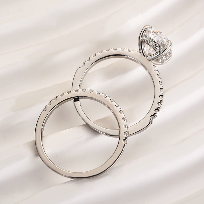 4.0CT Oval Cut Three-Tone Diamond Bridal Set