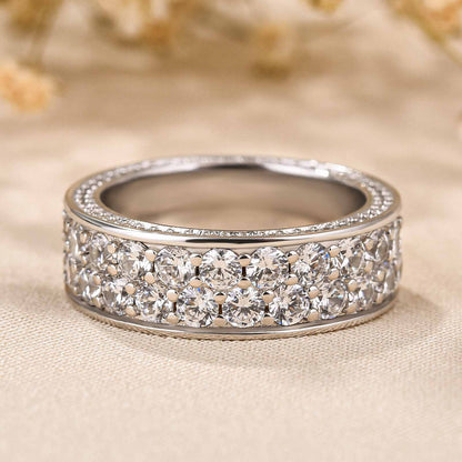 3.0Ct Round Cut Pave Wedding Band - 925 Silver White Gold