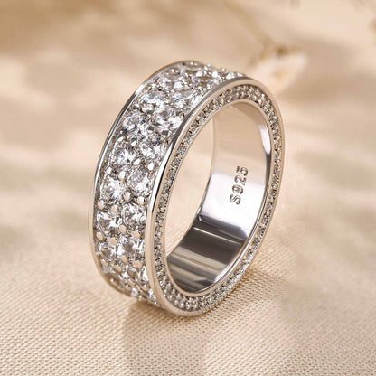 3.0Ct Round Cut Pave Wedding Band - 925 Silver White Gold