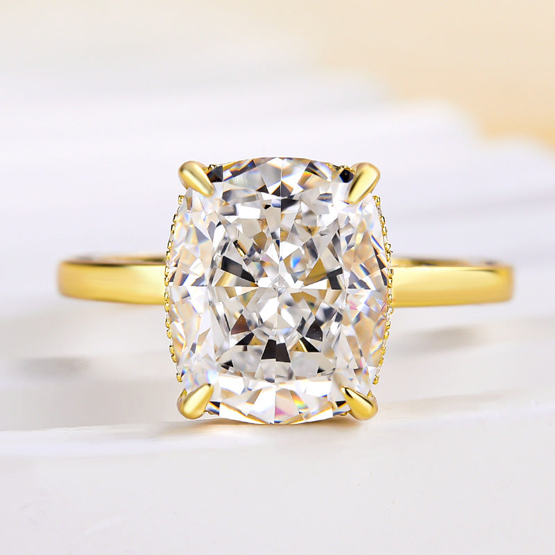 55 Carat Cushion Cut Simulated Diamond Ring 18K Gold Plated