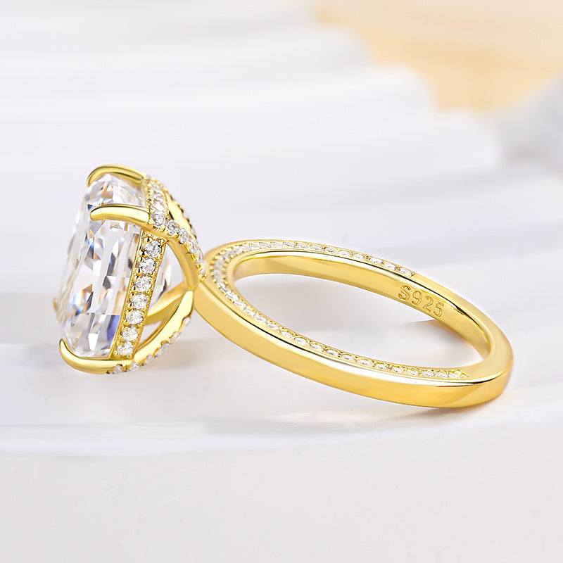 55 Carat Cushion Cut Simulated Diamond Ring 18K Gold Plated
