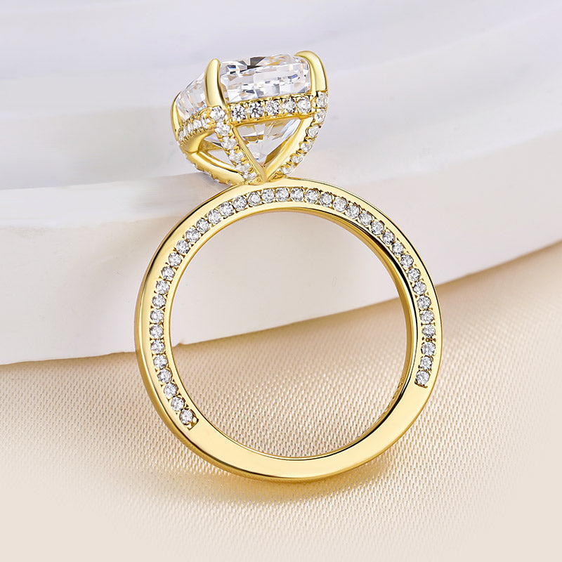 55 Carat Cushion Cut Simulated Diamond Ring 18K Gold Plated
