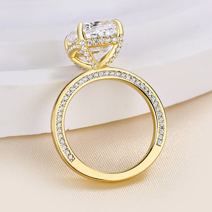 55 Carat Cushion Cut Simulated Diamond Ring 18K Gold Plated
