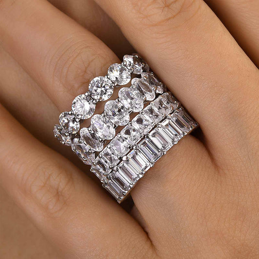 Alliance intemporelle en argent 925, 24,5 ct de diamants synthétiques Sona 