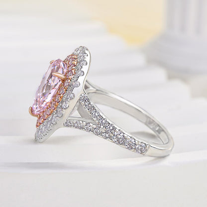 2Ct Pear Pink Sapphire Double Halo Ring 18K Rose & White Gold Plated