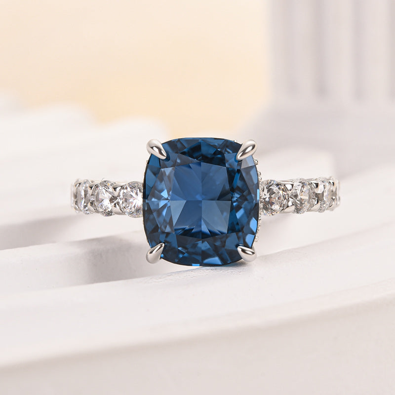 4.5 Carat Cushion Cut Blue Diamond Ring