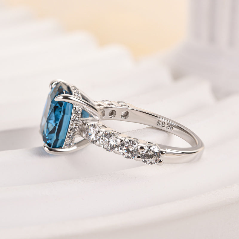 4.5 Carat Cushion Cut Blue Diamond Ring