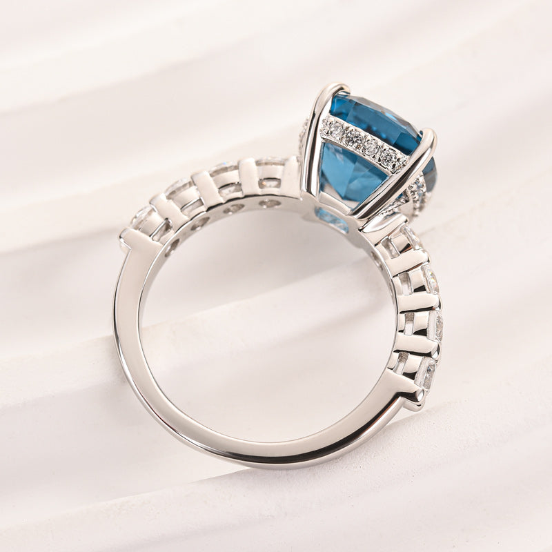 4.5 Carat Cushion Cut Blue Diamond Ring