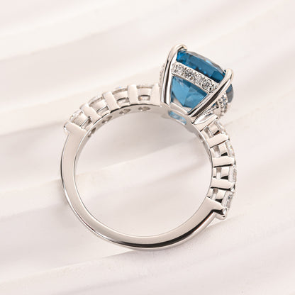 4.5 Carat Cushion Cut Blue Diamond Ring