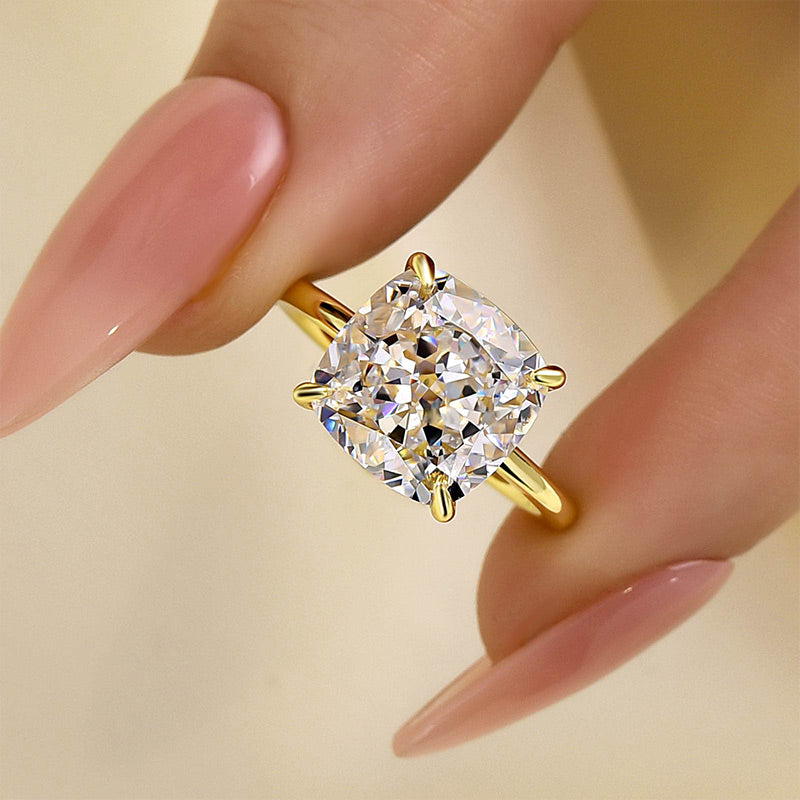 5.5ct Cushion Cut Travel Ring in Sterling Silver & Gold