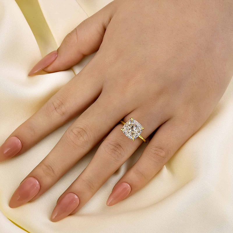 5.5ct Cushion Cut Travel Ring in Sterling Silver & Gold
