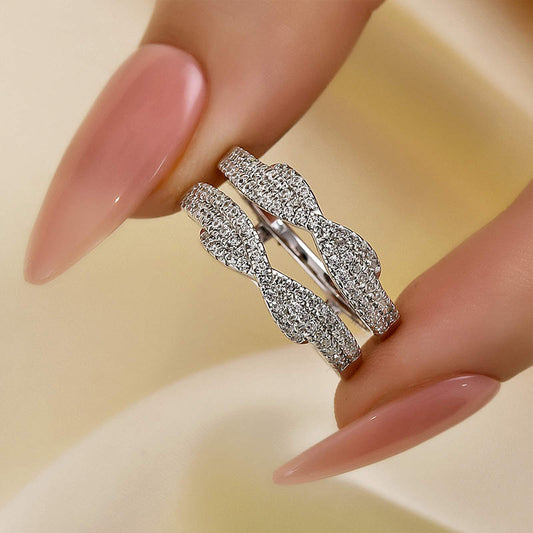 925 Sterling Silver 18K Two Tone Plated 0.5ct Simulated Diamond Wedding Band