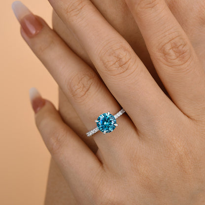 2Ct Light Aquamarine Blue Diamond Ring 925 Silver