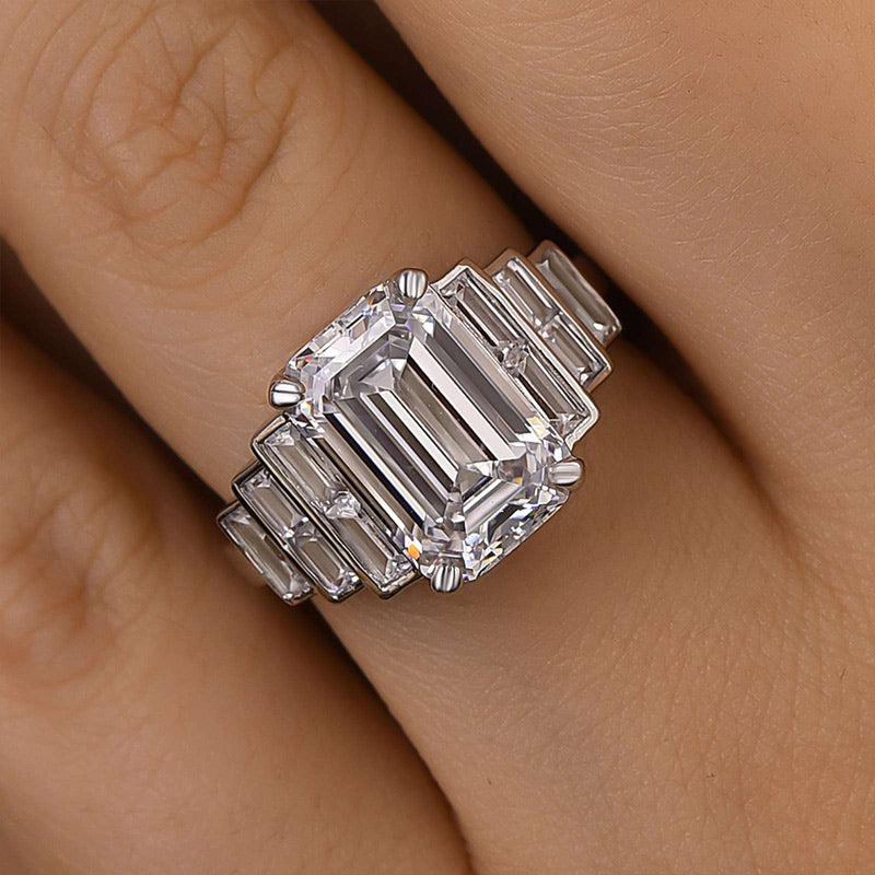 5 Carat Emerald Cut Diamond Statement Ring