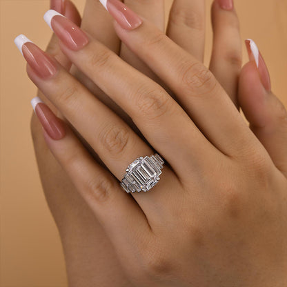 5 Carat Emerald Cut Diamond Statement Ring