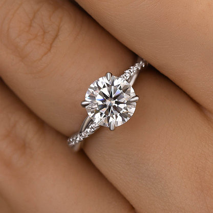2.0ct Twisted Round Cut Ring - Tri-Gold Options