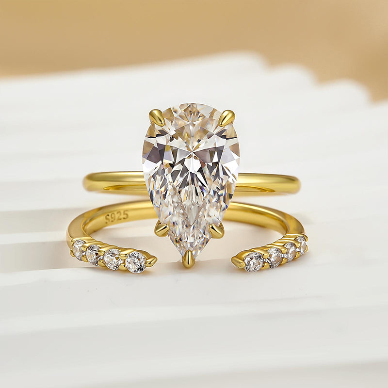 4Ct Pear Cut Simulated Diamond Solitaire Ring 18K Gold