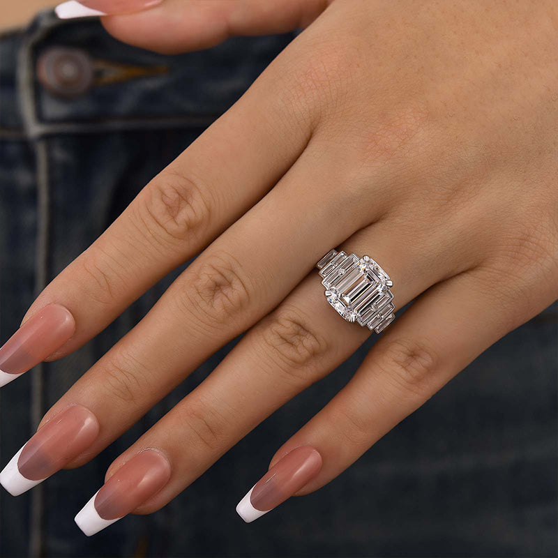 5 Carat Emerald Cut Diamond Statement Ring