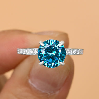 2Ct Light Aquamarine Blue Diamond Ring 925 Silver