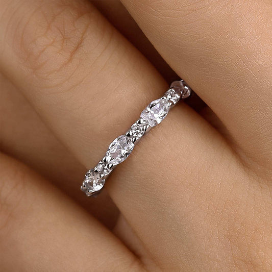 925 Silver Two-Tone 2.5ct Oval Diamond Wedding Band