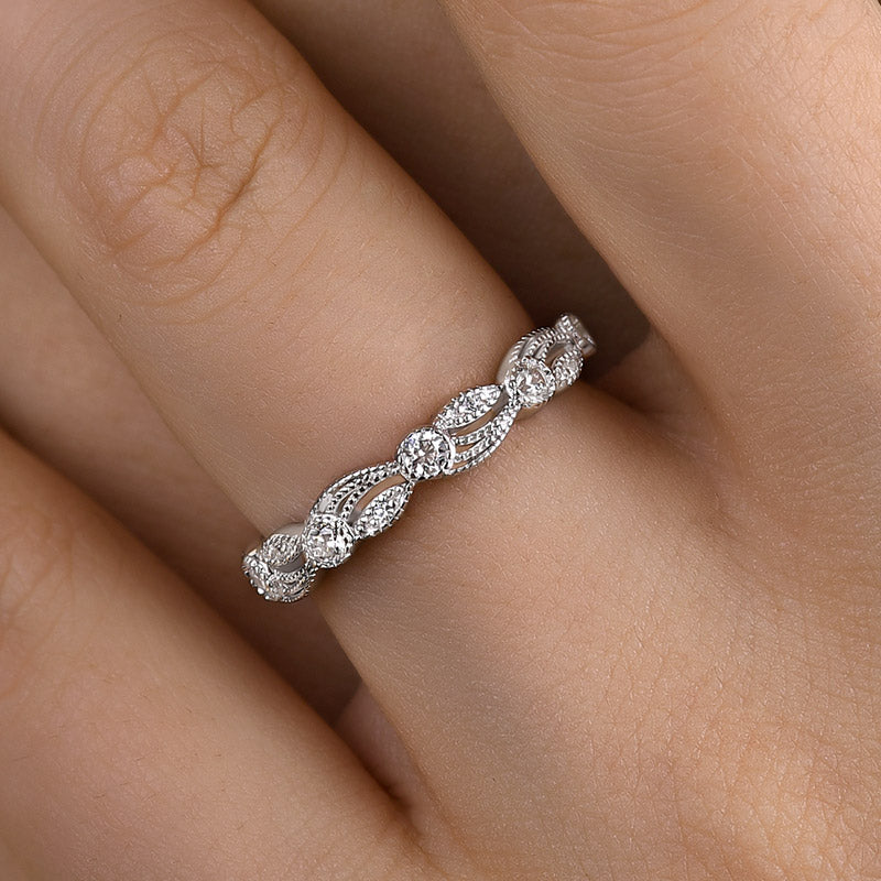 0.5Ct Round White Diamond Band 925 Silver White Gold