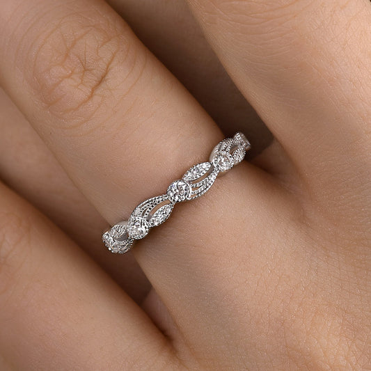 0.5Ct Round White Diamond Band 925 Silver White Gold