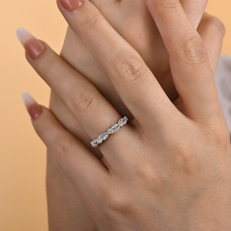 0.5Ct Round White Diamond Band 925 Silver White Gold