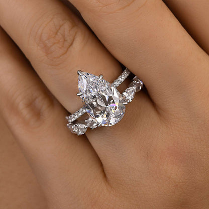 5Ct Pear Diamond Ring with 3Ct Pear Accents