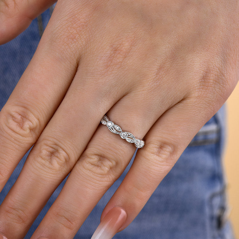 0.5Ct Round White Diamond Band 925 Silver White Gold
