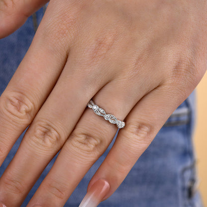 0.5Ct Round White Diamond Band 925 Silver White Gold