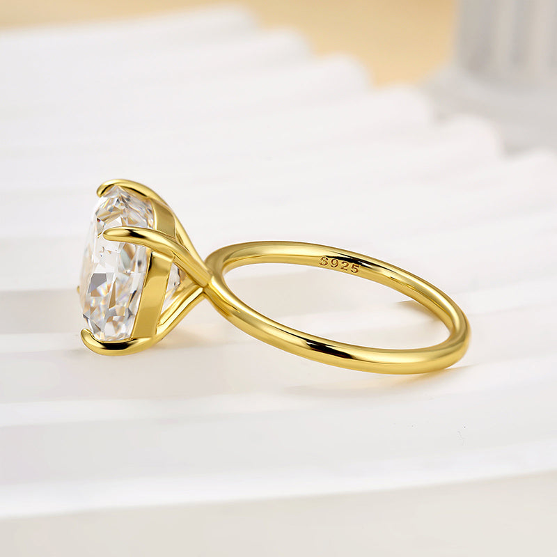 5.5ct Cushion Cut Travel Ring in Sterling Silver & Gold