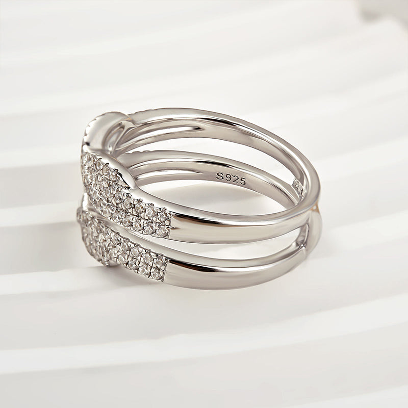 925 Sterling Silver 18K Two Tone Plated 0.5ct Simulated Diamond Wedding Band