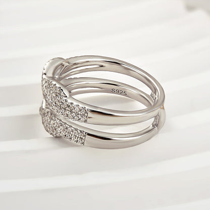 925 Sterling Silver 18K Two Tone Plated 0.5ct Simulated Diamond Wedding Band