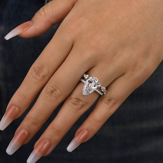 5Ct Pear Diamond Ring with 3Ct Pear Accents