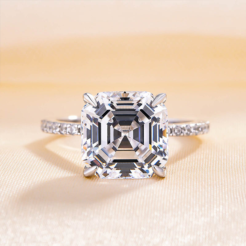 5Ct Asscher Cut Diamond Ring 925 Silver White Gold